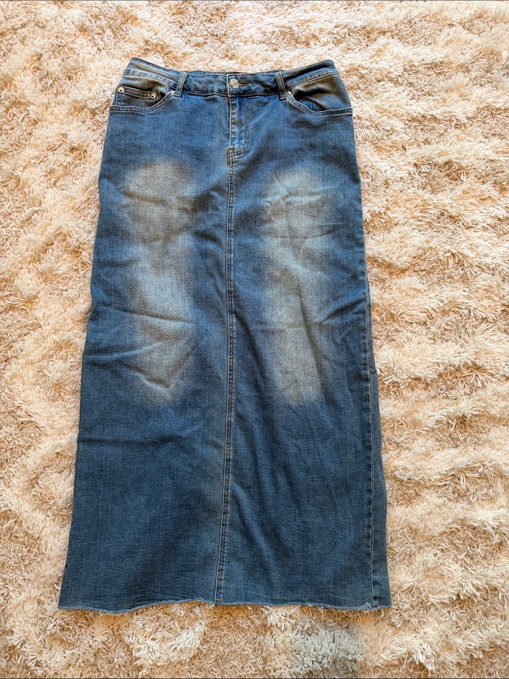 Edikted Denim Maxi Skirt - Blue M